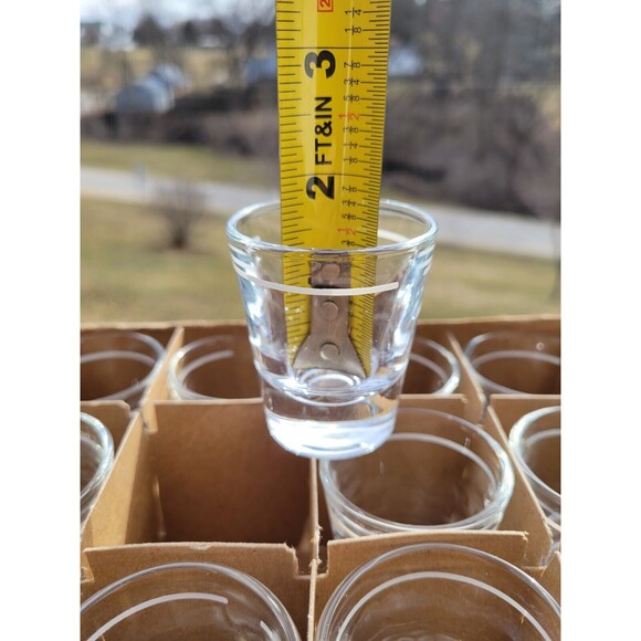 libbey 1 fl oz shot glasses 1 dozen all with white line around top barware NOS - Picture 2 of 5